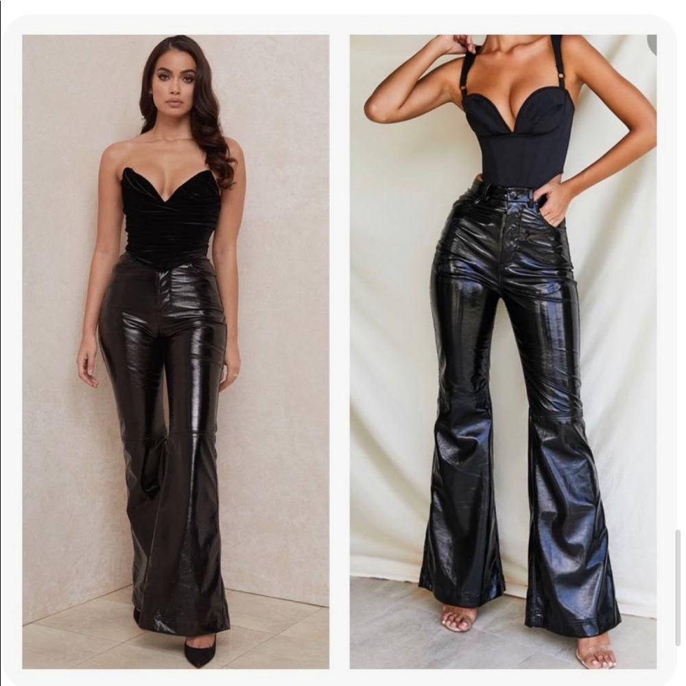 House of CB London black vegan leather high-waisted  flares